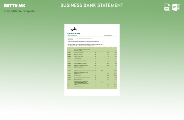 модерен стил Извештај за деловна сметка на Лојдс банка Шаблон Word и PDF